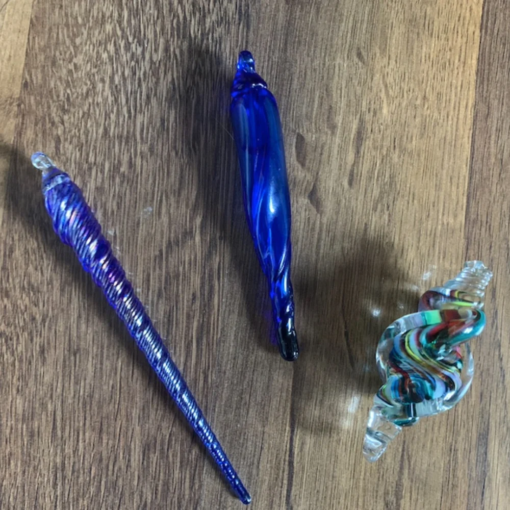 3 Glass Shell Ornaments